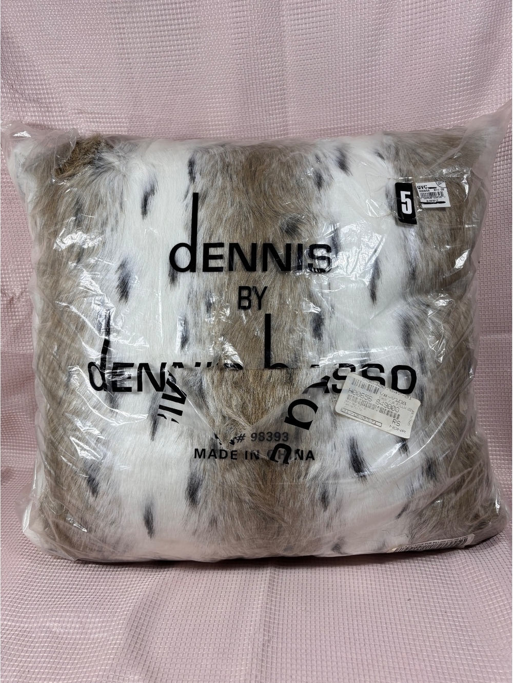 decorative throw pillow from Dennis Basso featuring an animal-print faux fur